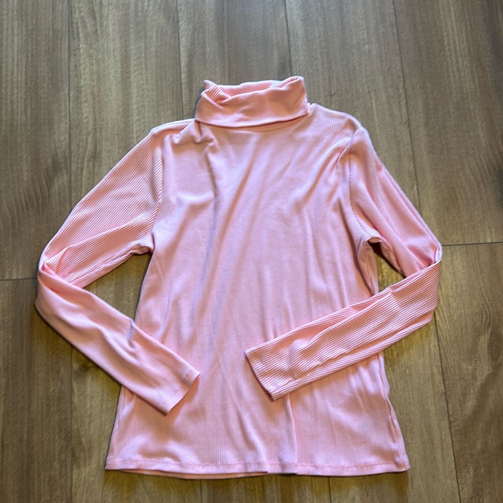 Pink Ribbed Turtleneck